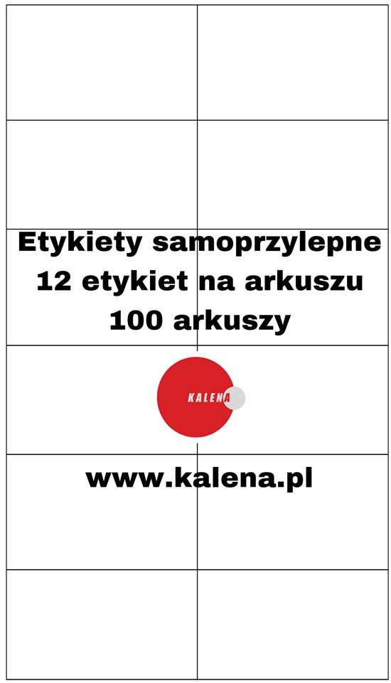 ETYKIETA BEZ NADRUKU A4  105/48 1/12 - op. 100 szt.