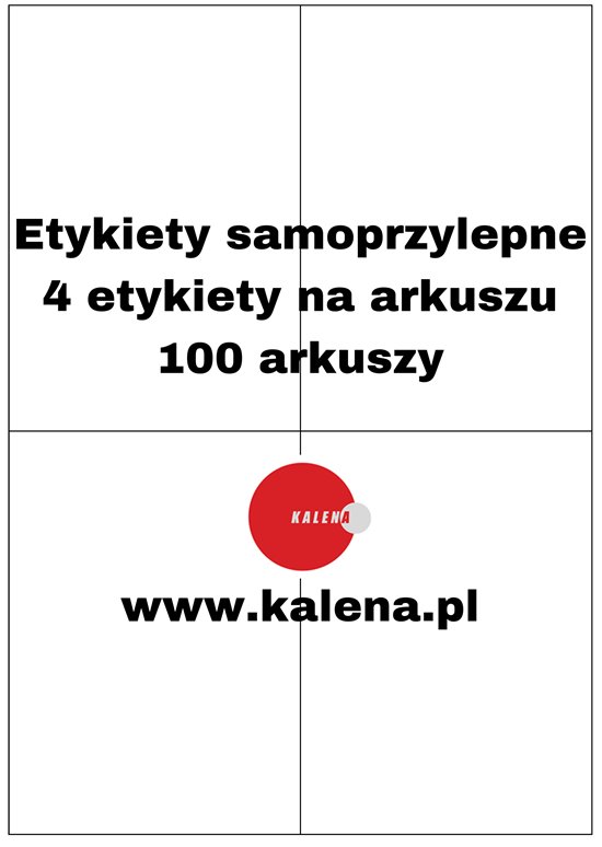 ETYKIETA BEZ NADRUKU A4  105/148 1/4 - op. 100 szt.